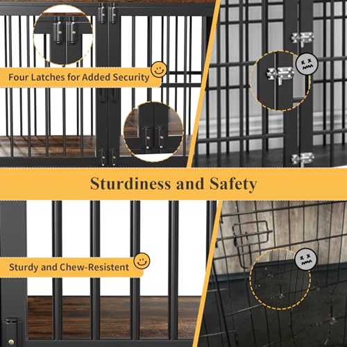 Amopatio 37" Dog Crates Furniture for Medium Dogs, Heavy Duty Dog kennel, Wood Dog Crate Table for Indoor Use, Brown(37" W×23.6" D×25.2" H) Amopatio
