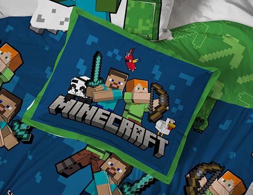 Jay Franco Minecraft Full Comforter Set - 7 Piece Bedding Includes Sheet Set & Pillow Covers - Super Soft Kids Bedding Creeper & Zombie Jay Franco