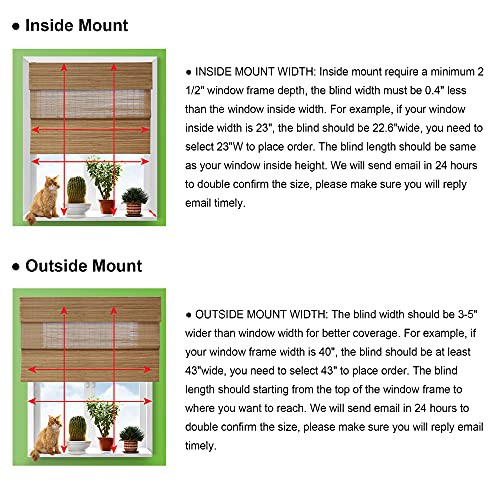 LazBlinds Custom Cordless Bamboo Roman Shades - Light Filtering Window Treatment in Tuscan LazBlinds