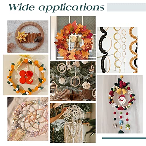 NBEADS 30 Pcs 125mm(4.9") Unfinished Wood Pieces Rings Shape, 100mm Inner Diameter Antique White Circle Ornaments Blank Handmade Round Wooden Slices for Painting Pyrography Christmas Tree Home Decor NBEADS