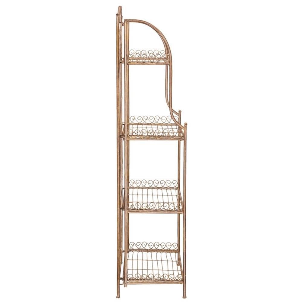 SAFAVIEH PAT5014A Collection Amaris Rusty Orange Wrought Iron 4 Tier Outdoor Bakers Rack Shelve Safavieh