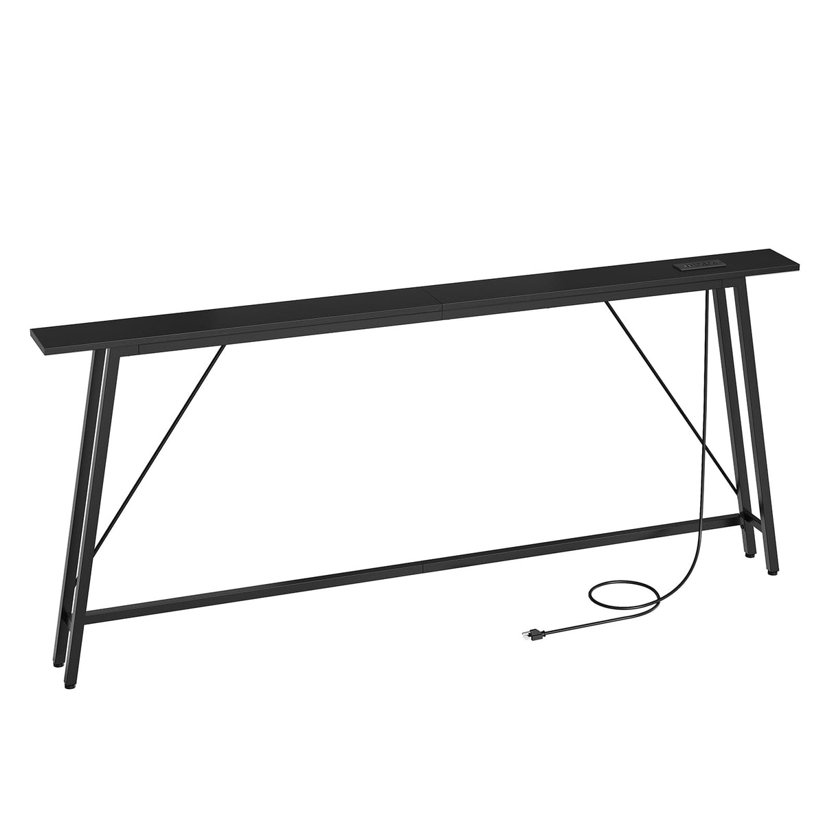 YATINEY 70.9" Skinny Console Table with Power Outlets, 5.9" Sofa Tables Narrow Long, Industrial Behind Couch Table, for Hallway, Entryway, Living Room, Black CT185UBB YATINEY