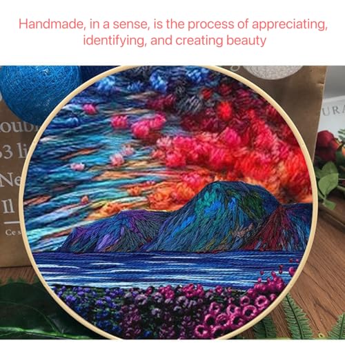 JRYYR Friendship Gifts Beginner Embroidery kit for Adults,Embroidery Kits for Beginners DIY Cross Stitch with Patterns and Instructions (Flower Forest and Sea Mountain)