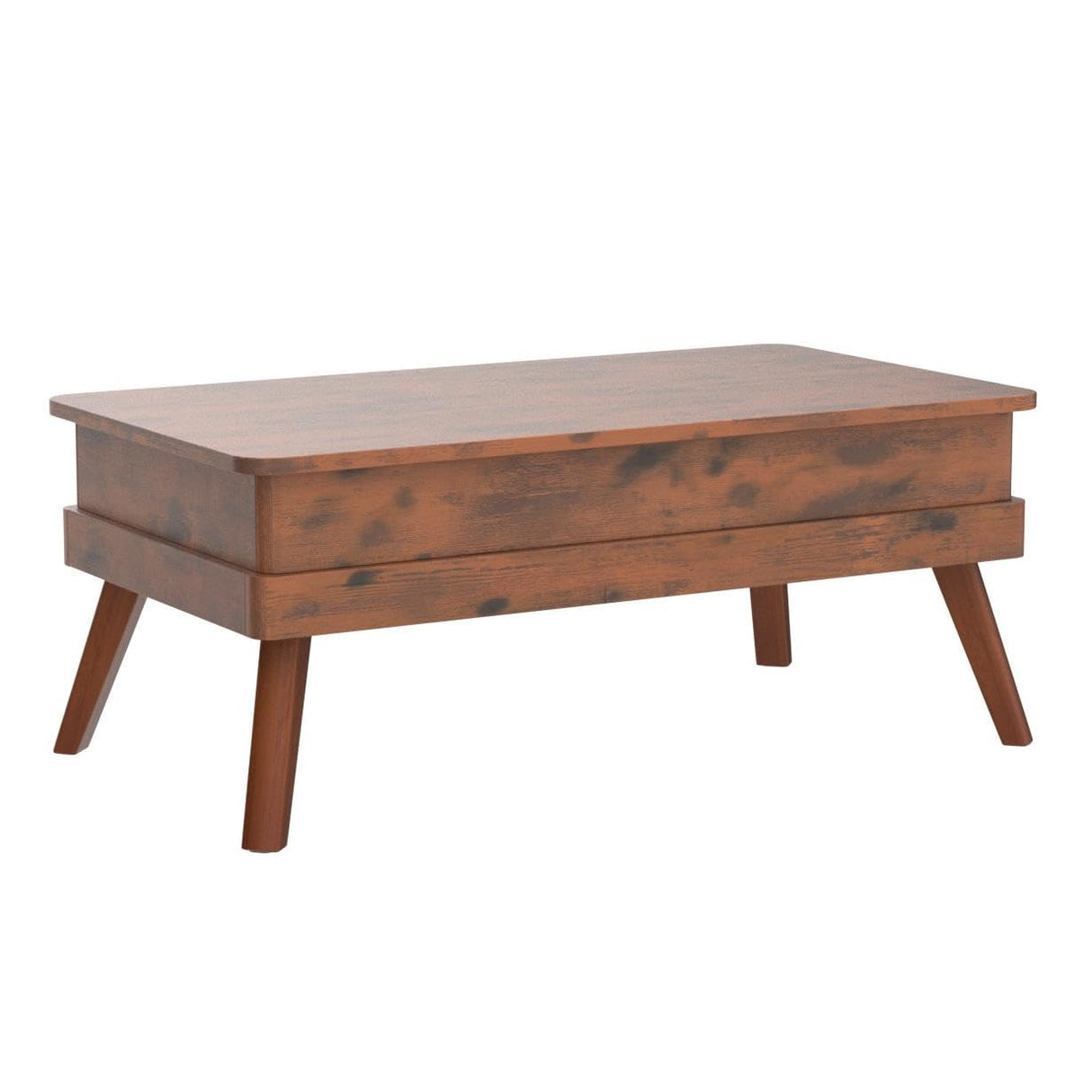 Bidiso Lift Top Coffee Table, Easy-to-Assembly Center Table with Hidden Storage Compartment, Industrial Lift Tabletop Dining Table for Living Room Reception/Home Office, Rustic Brown Bidiso