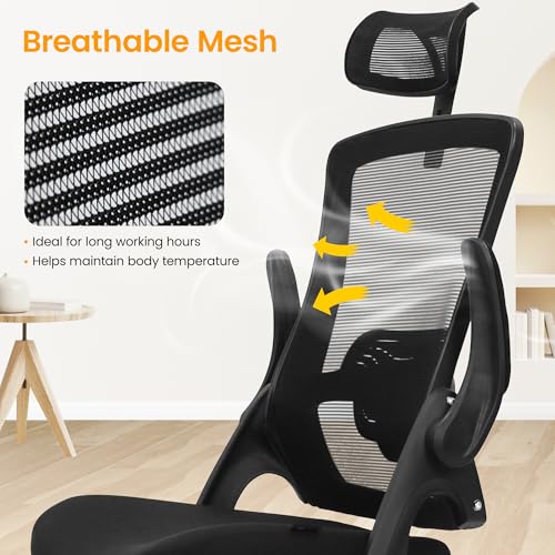 NEO Chair Ergonomic Office Desk Chair High Back Computer Gaming Mesh Chair with Comfy Task Adjustable Arms Lumbar Support Headrest Swivel for Home Office (Black) NEO CHAIR