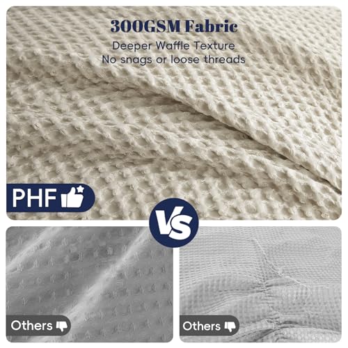 PHF Ultra Soft Waffle Weave Comforter Set King Size, 3 Pieces Lightweight Breathable Comfy Bedding Set, Comfy Textured 1 Comforter with 2 Pillow Shams, Linen PHF