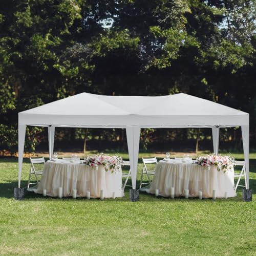 DOINUO 10x20 White Pop Up Canopy Outdoor Party Tent with 6 Sidewalls, Wedding Party Tent Outdoor Waterproof UV50 Canopy Event Shelter Tents for Parties, 6 pcs Weight Bag,Carry Bag DOINUO