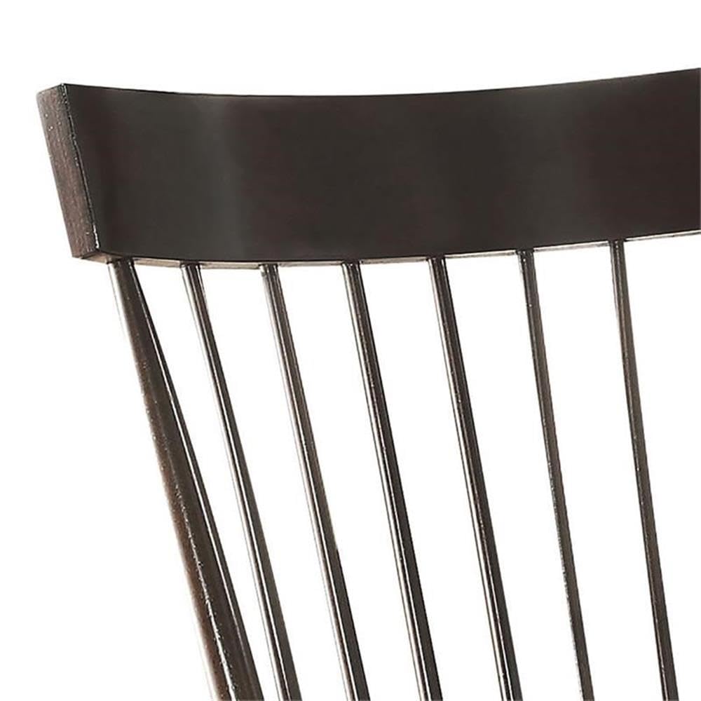 Acme Arlo Wooden Rocking Chair with Spindle Back and Recessed Armrest in Black Acme