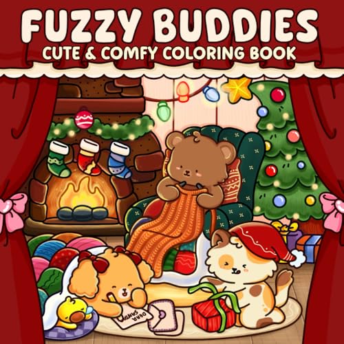 Fuzzy Buddies: Adorable and Relaxing Coloring Pages Featuring Cute Fuzzy Animals and Cozy Scenes for Teens and Adults WoodArtSupply