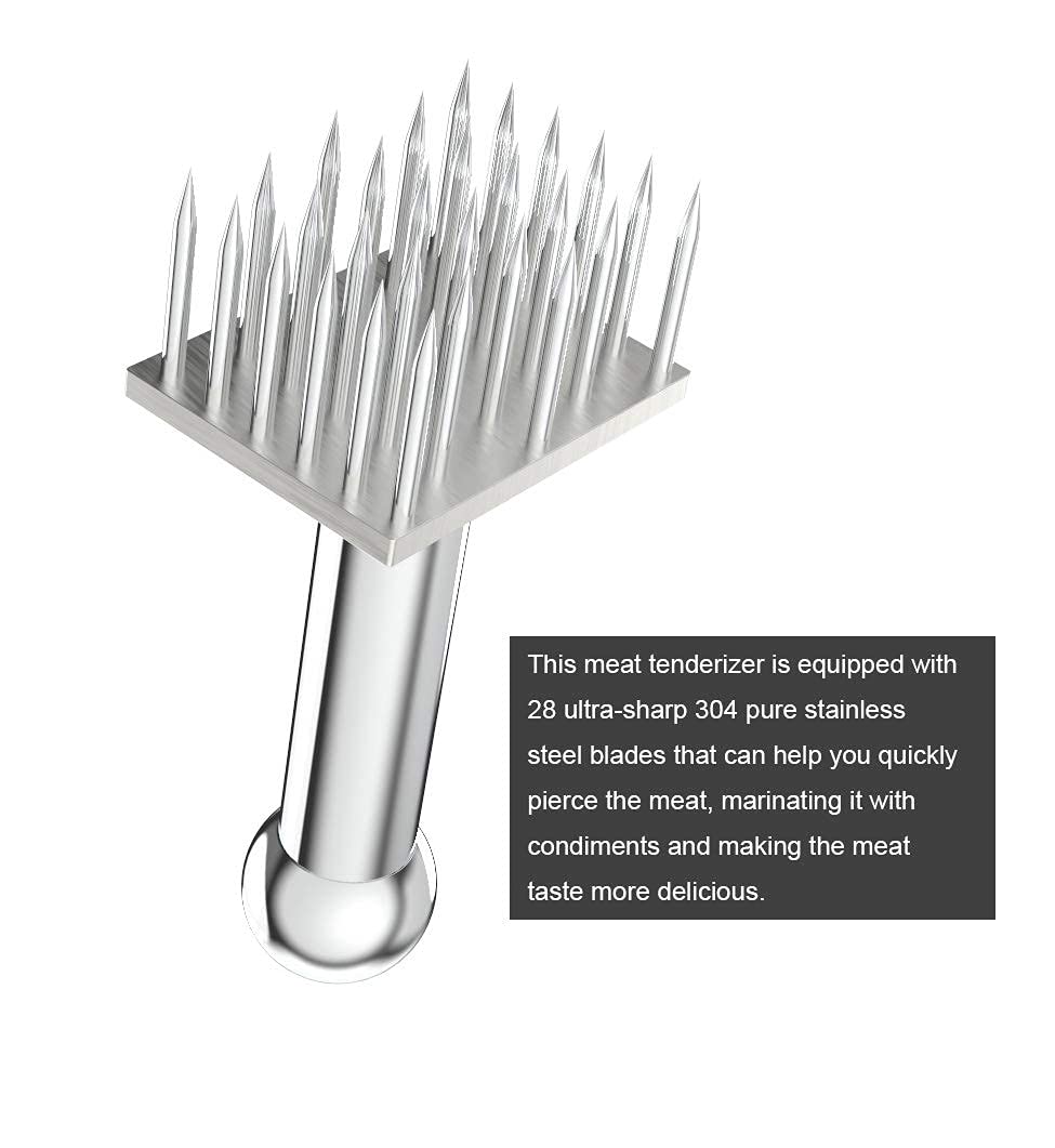 Bygytyo Kitchen Gadgets Heavy-Duty 28 Blades Stainless Steel Meat Tenderizer Needle Profession Kitchen Tools for Kitchen Cooking Tenderizing Beef,BBQ,Marinade,Steak and Poultry Begator