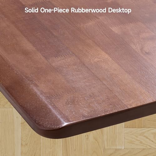 ONBRILL Standing Desk with Drawer, 47x23.6 Inches Solid Wood Desktop Stand Up Desk with Whole-Piece Board and Storage Shelf, Adjustable Height from 28-46 Inches for Home & Office, Black Walnut ONBRILL