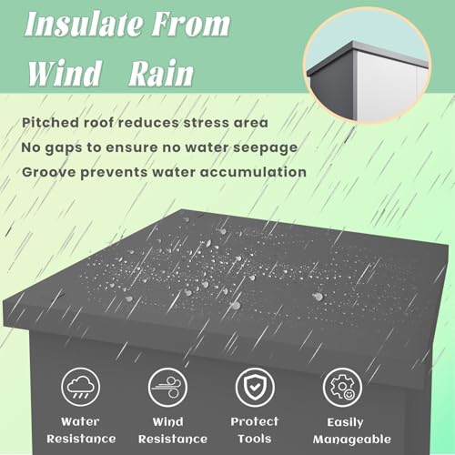 IRONFFICE Outdoor Storage Cabinet,Waterproof Outdoor Cabinet with Lockable Doors,Metal Garden Cabinet Storage Outdoor with with Sloping Roof for Garden,Patio,Lawn,Gray-Black IRONFFICE