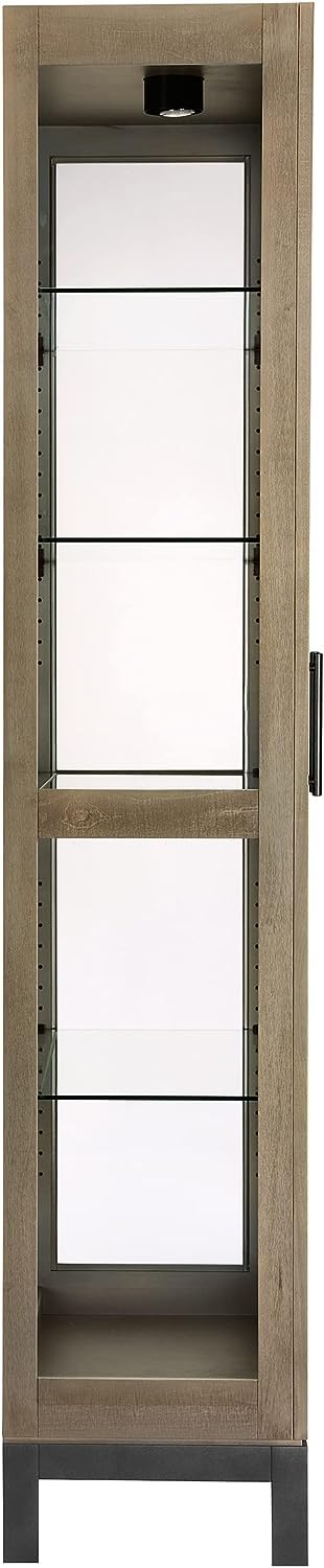 Howard Miller Hurwicz Curio Cabinet II, Lockable Storage Cabinets for Collectibles, Decorative Items, Living Room, Home Decor Or Office with Grey Finish, Light Glass Shelves Floor Mount Howard Miller