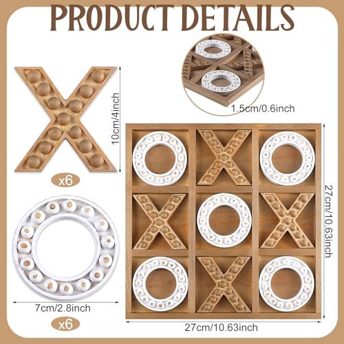 Rotatingpals Tic Tac Toe Game 10.6 Inch Rustic Wood Board Game Coffee Table Games Tic Tac Toe Table Decor for Kids Family Adults Travel Outdoor Game Rotatingpals