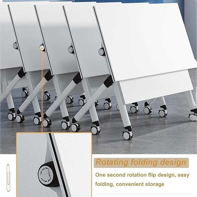JNMDLAKO 2.5 FT Conference Room Table 6 Pack Folding Conference Table Conference Room Foldable Flip Top Table Training Tables with Wheels for Office Meeting Room Classroom JNMDLAKO