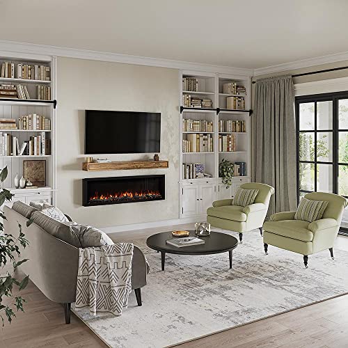 Modern Ember Highmark 60 Inch Smart Linear Electric Fireplace - Premium Flame with 10 Colors, Sleek Hidden Vent Design, Install Recessed in-Wall or Wall-Mount, WiFi and Voice-Enabled Modern Ember