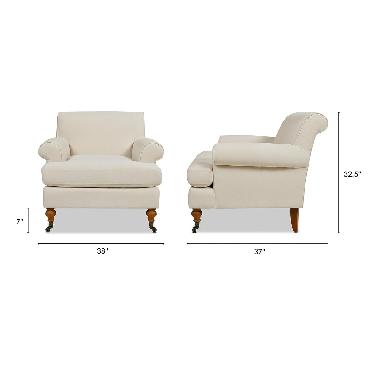 Jennifer Taylor Home Alana Lawson Accent Arm Chair Metal Casters, Light Beige Linen Jennifer Taylor Home