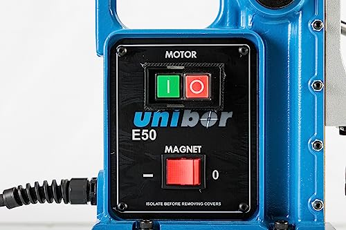 Unibor EQ50 3MLC Magnetic Drill Press - QuickHitch Arbor, Versatile and Durable, 2 Geared Speeds for Optimum Cutting, Ideal for Heavy Duty Metal Work | Powerfull Magnet 2090lbs, 1100W Motor - 2" DOC Unibor