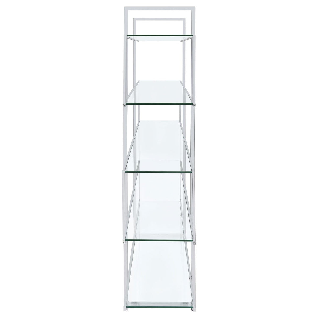 Coaster Home Furnishings Contemporary Zig Zag Chrome Bookcase with Clear Glass Shelves Coaster Home Furnishings