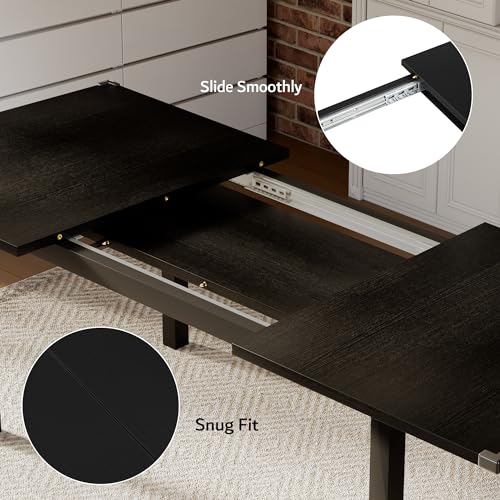 iPormis 7-Piece Dining Table & Chairs Set for 4-6, 63" Extendable Kitchen Table with 6 Chairs, Dining Room Table with Metal Frame & MDF Board, Perfect for Small Space, Easy Assembly, Black iPormis