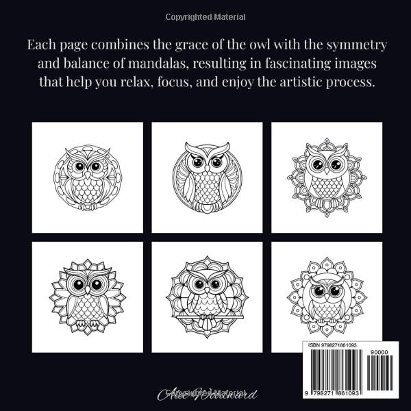 Owl Mandala Coloring Book: Beautiful Owls and Intricate Patterns for Relaxation and Creativity Majosta