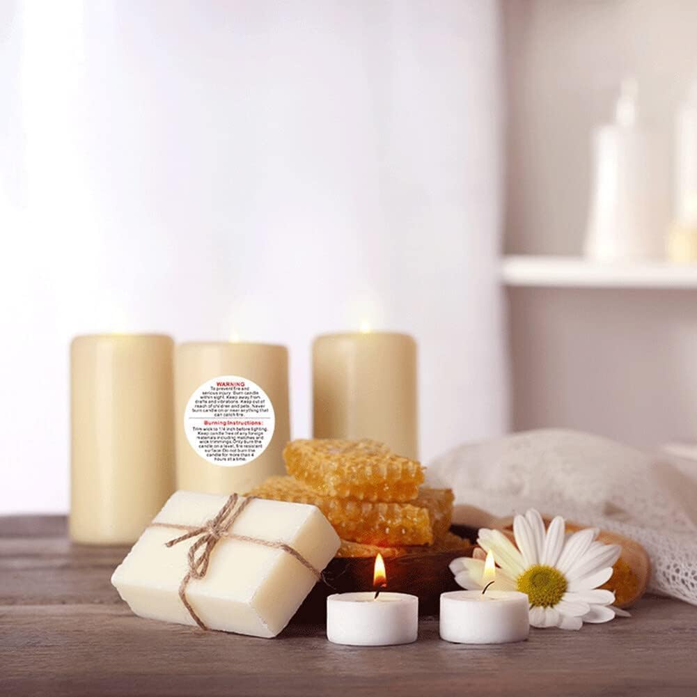 Galyacht 500Pcs White Candle Warning Labels, Candle Jar Container Stickers Candle Safety Stickers for Candle Making DIY Candle Jars and Tins Crafting Arts Galyacht