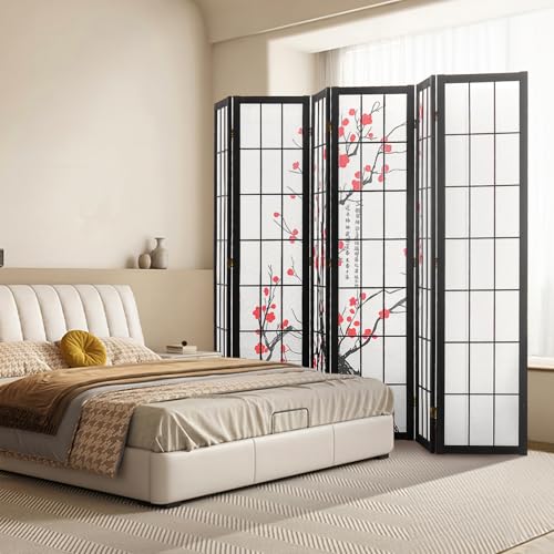 VEVOR Room Divider, 6 Panel Japanese Room Divider Screen, Wood Folding Privacy Screen Indoor, Japanese Partition Portable Decoration Dividers, for Room Separation Home Office Restaurant & Bedroom VEVOR