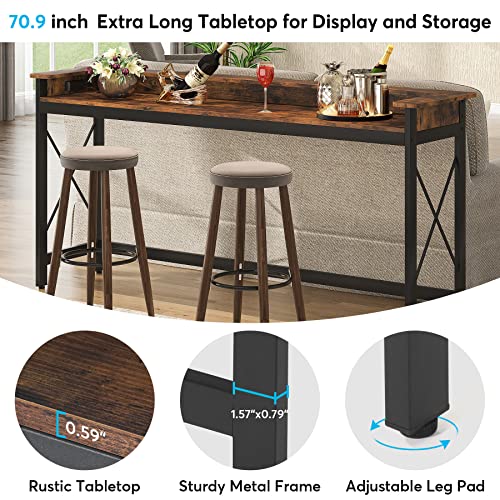 Tribesigns Sofa Table with Outlets and USB Ports, 70.9 inch Extra Long Console Table Behind Couch with Charging Station, Industrial Narrow Entryway Hallway Accent Table for Living Room Tribesigns