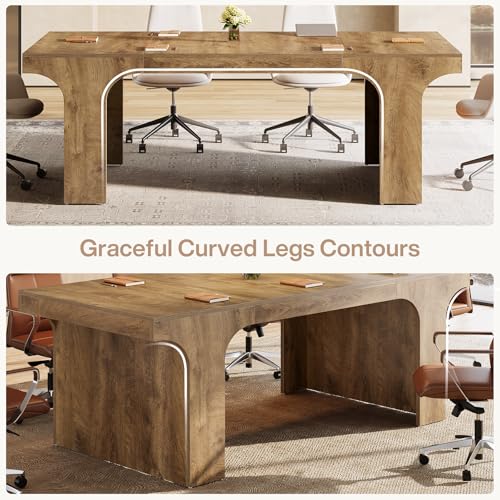 Tribesigns 70.87" W x 31.5" D Executive Conference Table for 6-8, Large Office Meeting Table, Simple Computer Writing Desk Workstation for Meeting Room, Boardroom, Wood Grain Tribesigns