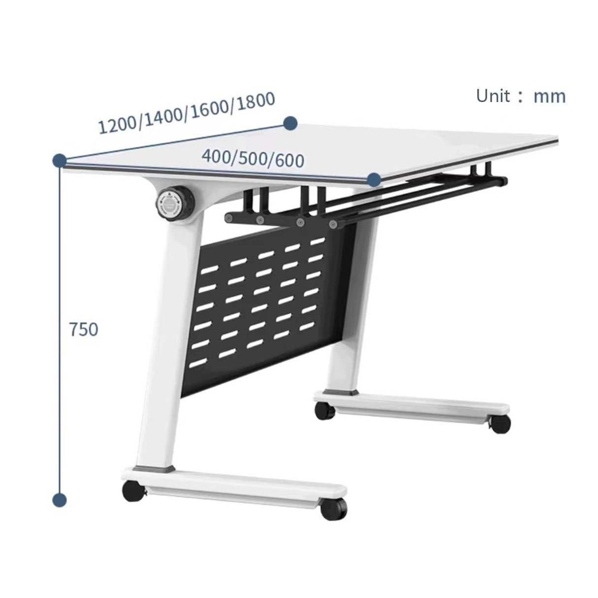 4 Pack Folding Conference Table,Flip Top Mobile Training Table with Fixable Casters and Baffle Plate,Fold Up Meeting Table for Office,Meeting Room,Classroom (140 * 60 * 75cm) Generic