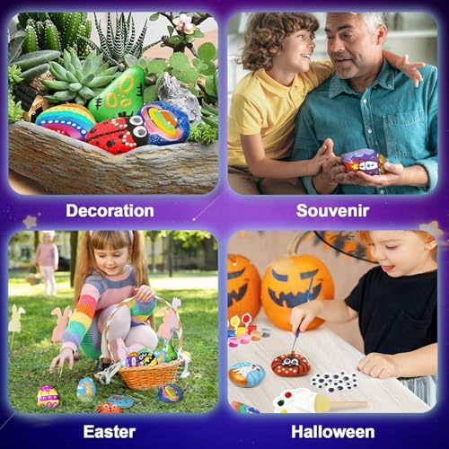 CHOCKACAKE Rock Glow in The Dark Painting Kit for Kids - DIY Arts and Crafts Set for Girls, Perfect Creative Painting Gift for Boys and Girls, Fun Outdoor Activities CHOCKACAKE