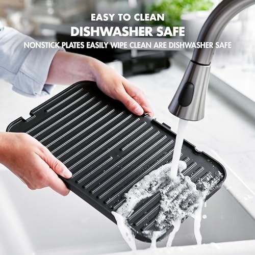 GreenPan Electric Indoor Stainless Steel 6-in-1 Contact Grill and Griddle, Healthy Ceramic Nonstick, Dishwasher Safe Reversible Plates, PFAS-Free GreenPan