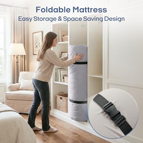 ZonLi Japanese Floor Mattress Futon Mattress Twin Size, Thicken Roll Up Tatami Mat Washable Cover, Portable & Foldable Floor Bed Mattress for Sleeping, Dormitory, Adult Kids ZonLi