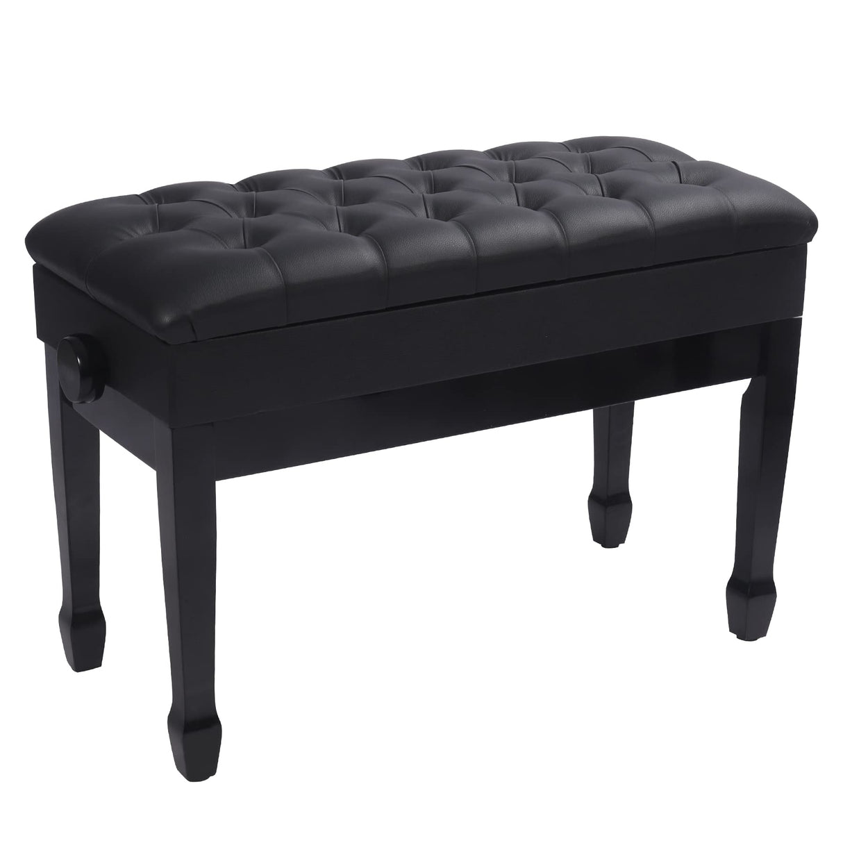 AKVOMBI Adjustable Duet Piano Bench with Storage, Heavy Duty Double Piano Benches with Leather Cushion, Black Piano Bench for Adults, 13.8" D x 31.5" AKVOMBI