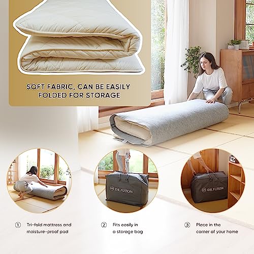 Dr.Futon Japanese Floor Futon Mattress Traditional Cotton Shikibuton Foldable Roll Up Bed Twin Dr.Futon
