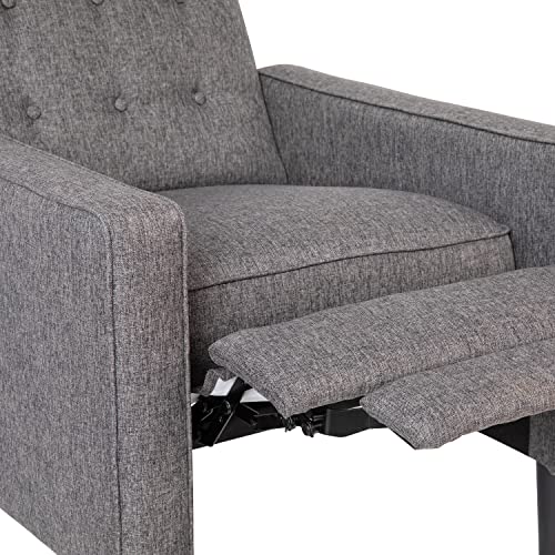 Flash Furniture Ezra Ezra Pushback Recliner - Mid-Century Modern Gray Fabric Upholstery - Button Tufted Back - Residential & Commercial Use Flash Furniture