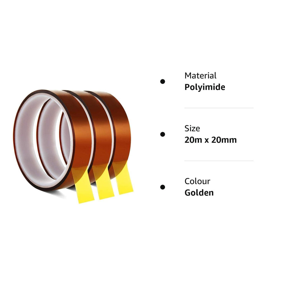 Viaky High Temp Tapes Polyimide Film Adhesive Tape Multi-Sized Heat High Temperature Resistant Tawny Tapes for Electric Tasks, 3D Printers, Solder, Painting and Packing Fixing (Brown) Viaky