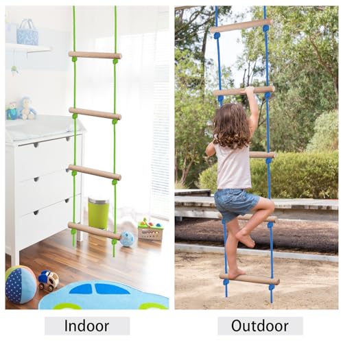 ChengFu Swing Rope Ladder, Hanging Rope Ladders, Ninja Warrior Obstacle Course Accessories, Kids Climbing Game Hanging Ladder for Swing Accessories (2 Hooks) ChengFu