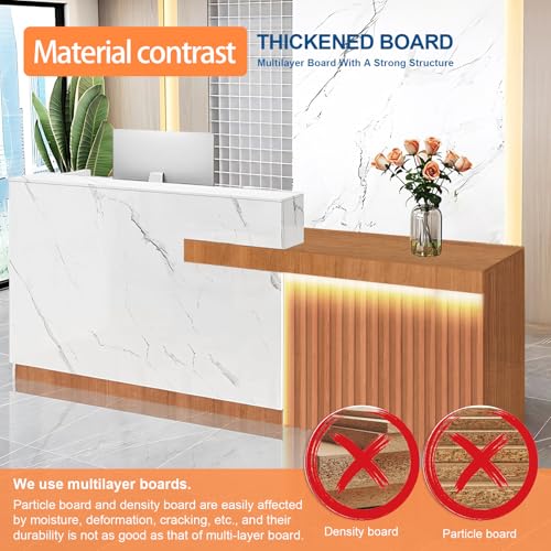 ZGXYTSX Modern Reception Desk with Counter, L-Shaped Front Desk & Receptionist Desk for Beauty Salon, Barber Shop, Training Center, Multi-Purpose Checkout Counter with Storage (C,Left 63in) ZGXYTSX