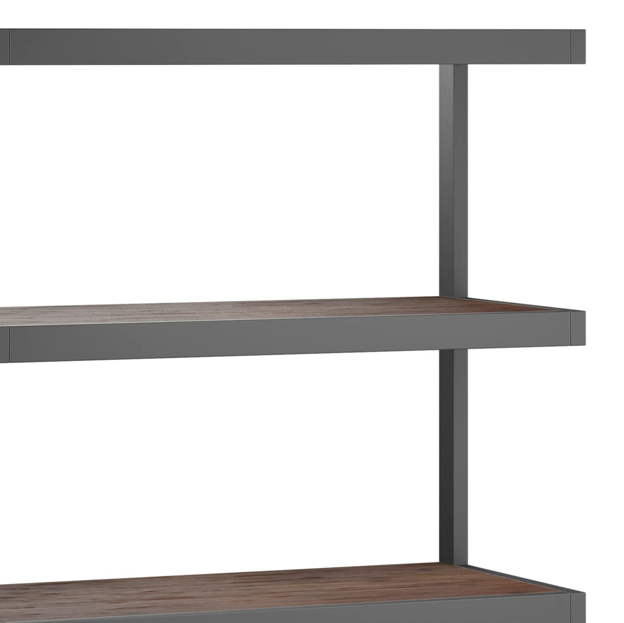 SIMPLIHOME Erina SOLID ACACIA WOOD and Metal 36 Inch Rectangle Modern Industrial Bookcase in Distressed Charcoal Brown, For the Living Room, Study Room and Office SIMPLIHOME