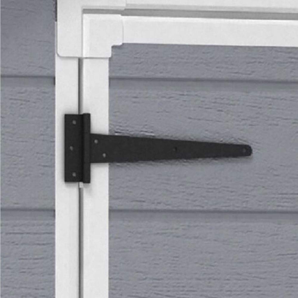 Keter Manor 6 x 8 Foot All Weather Garden Tool Outdoor Storage Shed Durable Resin Organizer with Lockable Double Doors and Fixed Window, Gray Keter