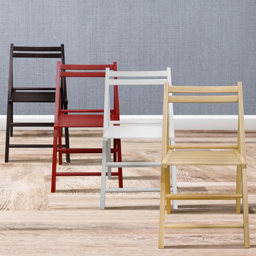 Casual Home Wooden Folding Chairs 2-Pcs Set, 17" W x 18" D x 30.75" H, Natural Casual Home