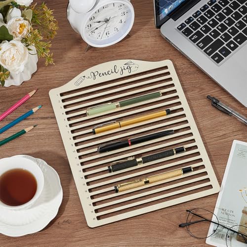 BENECREAT 20-Slot Laser Engraving Jig, Wood Pencil Fixture, Multi-Pencil Clamping Tool for Creative Pen Making, DIY Projects & Artisan Creations, 7.8x0.3" ID BENECREAT