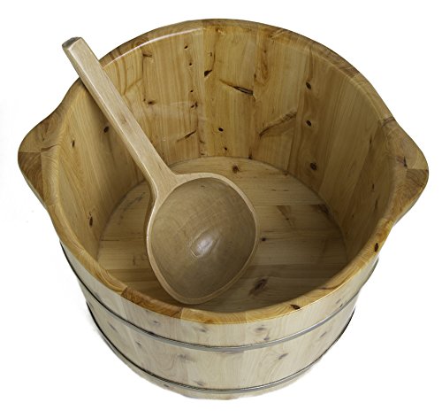 ALFI brand AB6604 15-Inch Solid Cedar Wood Foot Soaking Barrel Bucket with Matching Spoon ALFI brand