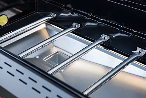 Megamaster 720-0982 5 Burner Propane Barbecue Gas Grill, Side Shelves with Hooks, for Outdoor Cooking, Patio, Garden Barbecue Grill, 50000 BTUs, Open Chart, Black Megamaster