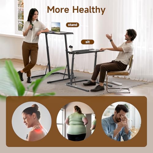VTORY Adjustable Standing Desk for Walking Pad Treadmill, for Cycling/Bike, Workstation Standing Desk for Cycling, Trainer Stand Table for Indoor,Treadmill Desk Attachment,Bar for Walking Pad,Black VTORY