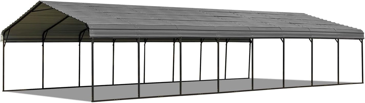 EROMMY 20x40 FT Metal Carport, Heavy Duty Car-Shelter with Galvanized Steel Roof and Frame, Sturdy Car-Shed in All Weathers, Easy Assembly Car-Canopy for 2 Cars, SUV, Tractors and Boat, Gray EROMMY