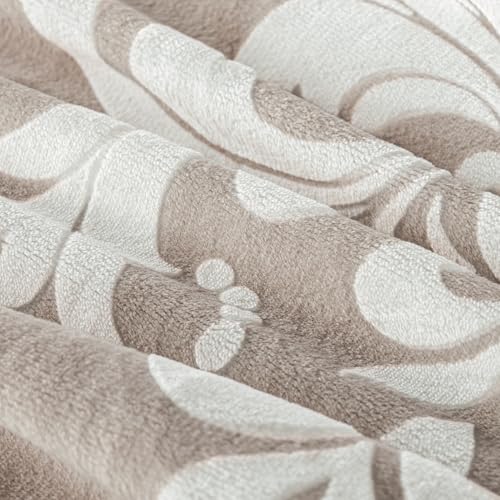 Exclusivo Mezcla Fleece King Comforter Set, Soft Fluffy Warm 3D Boho Comforters King Size, Luxury 3-Pieces Reversible Fuzzy Bedding Sets for Winter with 2 Pillow Shams, Camel Exclusivo Mezcla