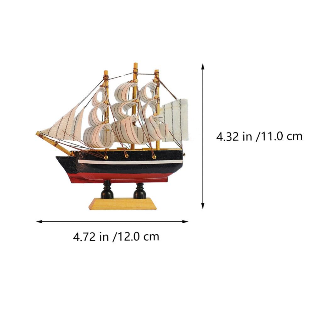 Wooden Sailboat Model Small Sailboat Ornament Retro Ship Decor Nautical Tabletop Boat Decoration Antique Boat for Home Office Ocean Theme Party (4.3 * 4.7in) Veemoon