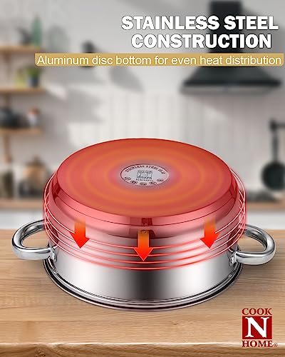 Cook N Home 4-Piece 8 Quart Multipots, Stainless Steel Pasta Cooker Steamer Cook N Home
